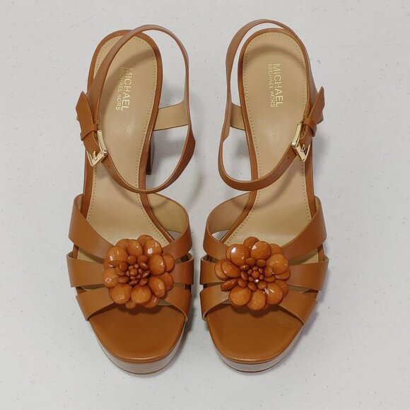 Michael Kors Dalia Platform Dress Leather Sandal Acorn Women's Size 9.5 NWOB - Picture 6 of 12